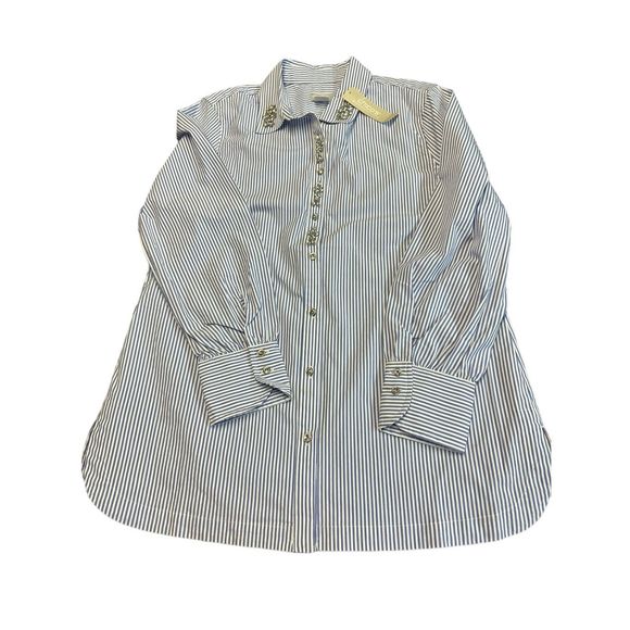 NWT Chicos Blue Button Down Womens Shirt Size 1 - Picture 1 of 4